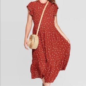 Universal Thread Floral High Crewneck Midi Dress